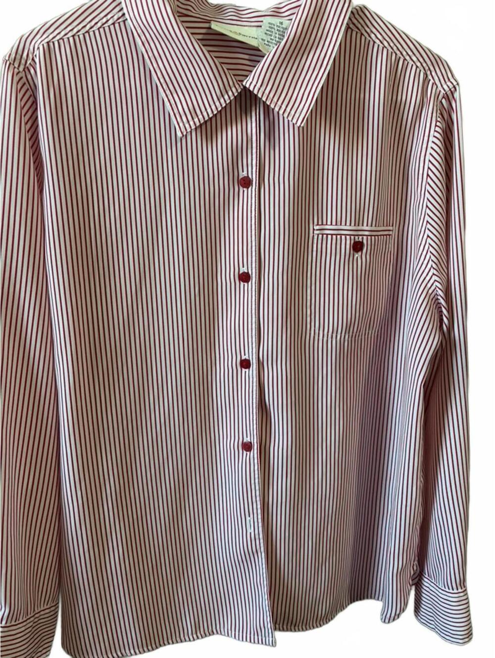 Vintage Jaclyn Smith Red White Striped Button Down Shirt Women’s 16